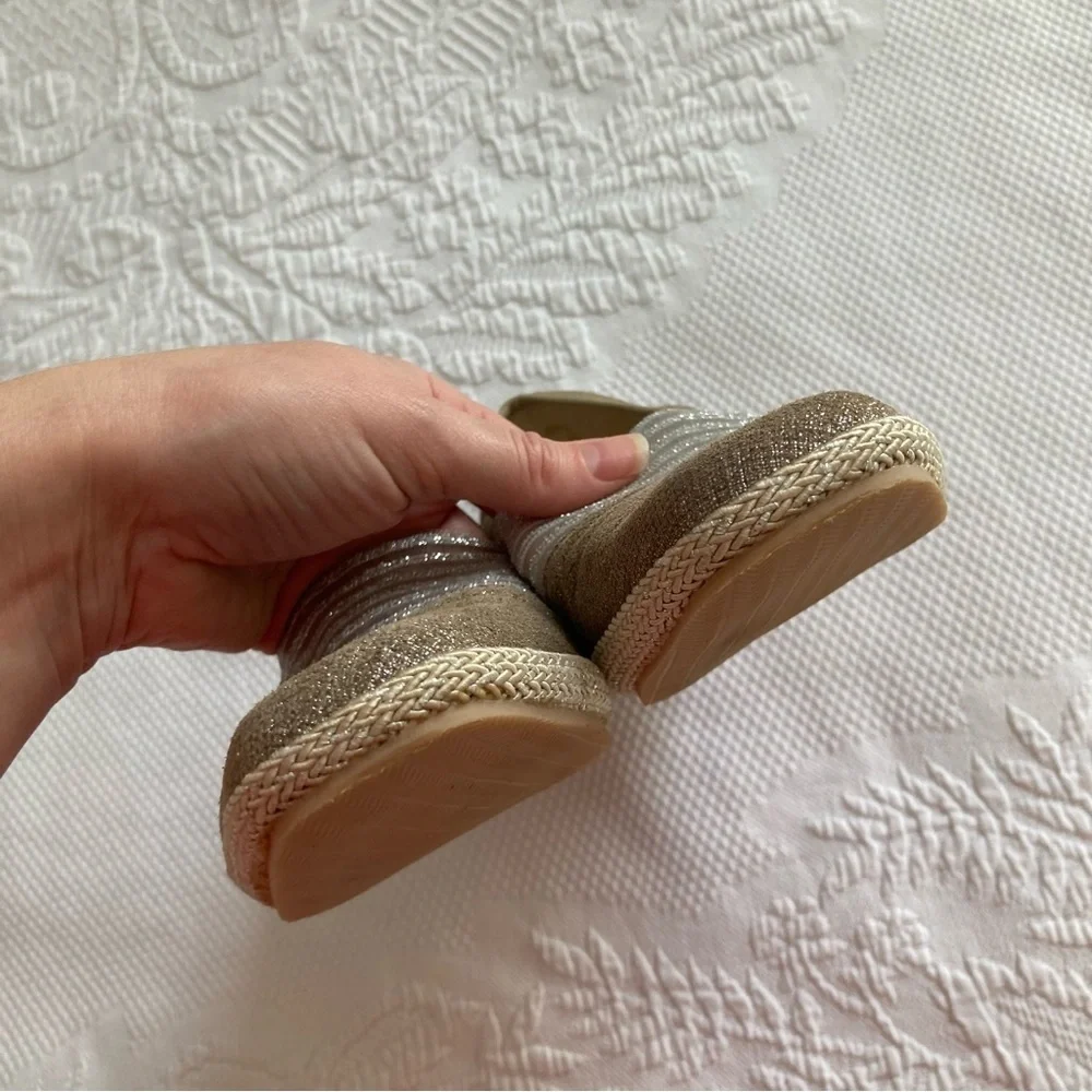 Sesto Meucci Malina slip on espadrille dressy wedge metallic size 7